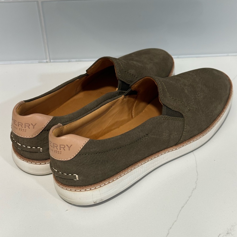 Sperry Top-Sider Gold Cup Rey Sneaker Dark Olive Leather Women's Size 8.5M Shoes - Picture 11 of 13